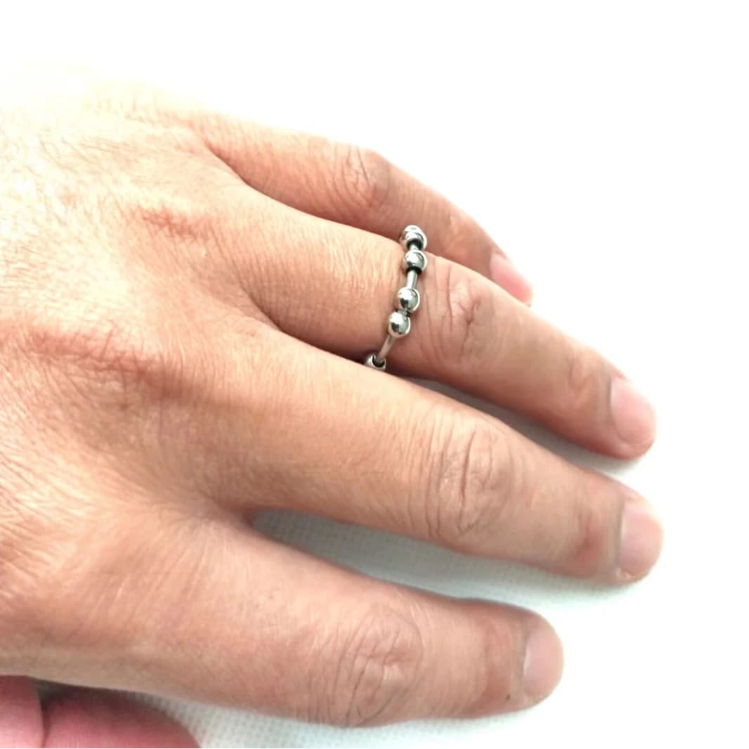 Anello di ansia punk Fidget per donna Anelli con perline rotanti in acciaio inossidabile color oro argento per uomo Gioielli antistress