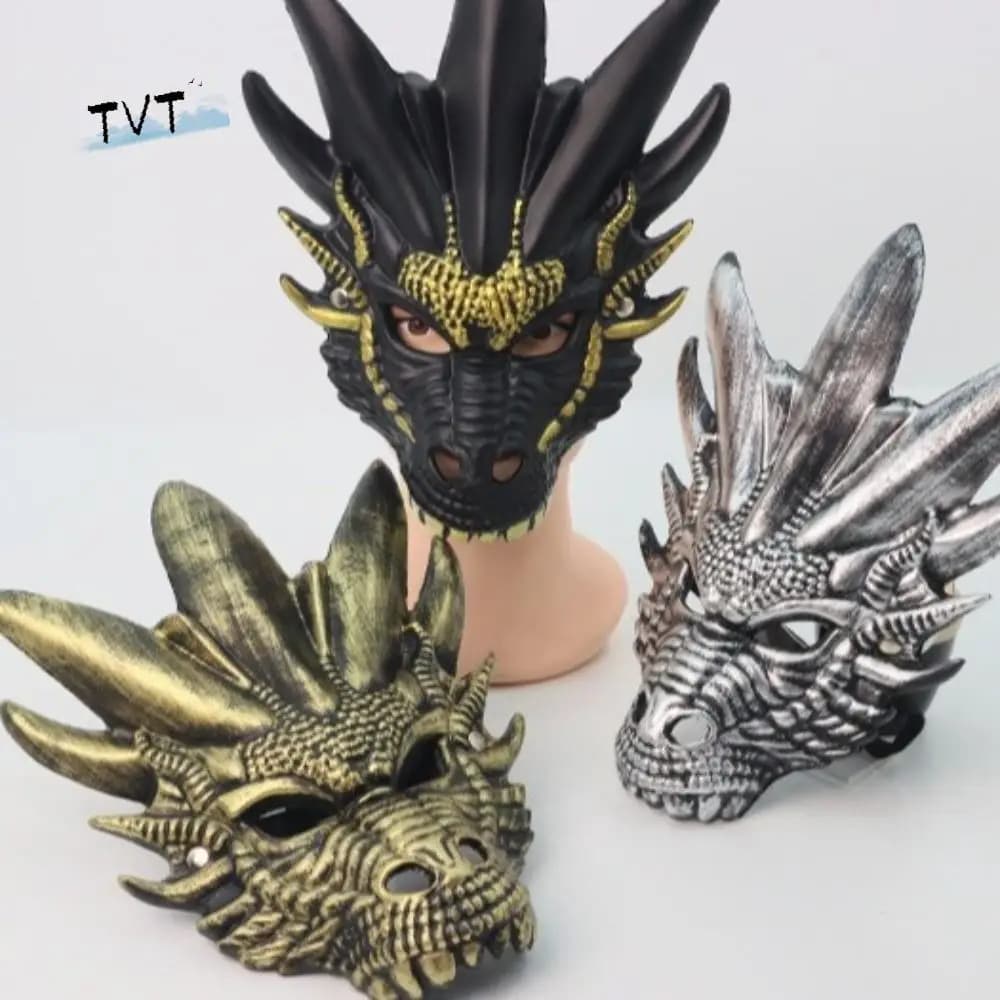 Maschera di plastica fresca con testa di drago Accessori cosplay di animali Maschera di Halloween Vestire oggetti di scena Maschera per feste in maschera a pieno facciale