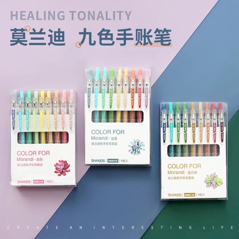 Penna gel Morandi Color System Girl Color 0,5 mm Penna gel 9 pezzi