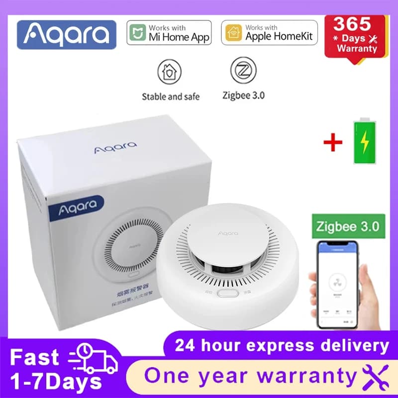 Aqara Rilevatore di fumo Zigbee Smart Allarme antincendio Monitor Avviso sonoro Sicurezza domestica Telecomando per Xiaomi Mijia Mi Homekit APP