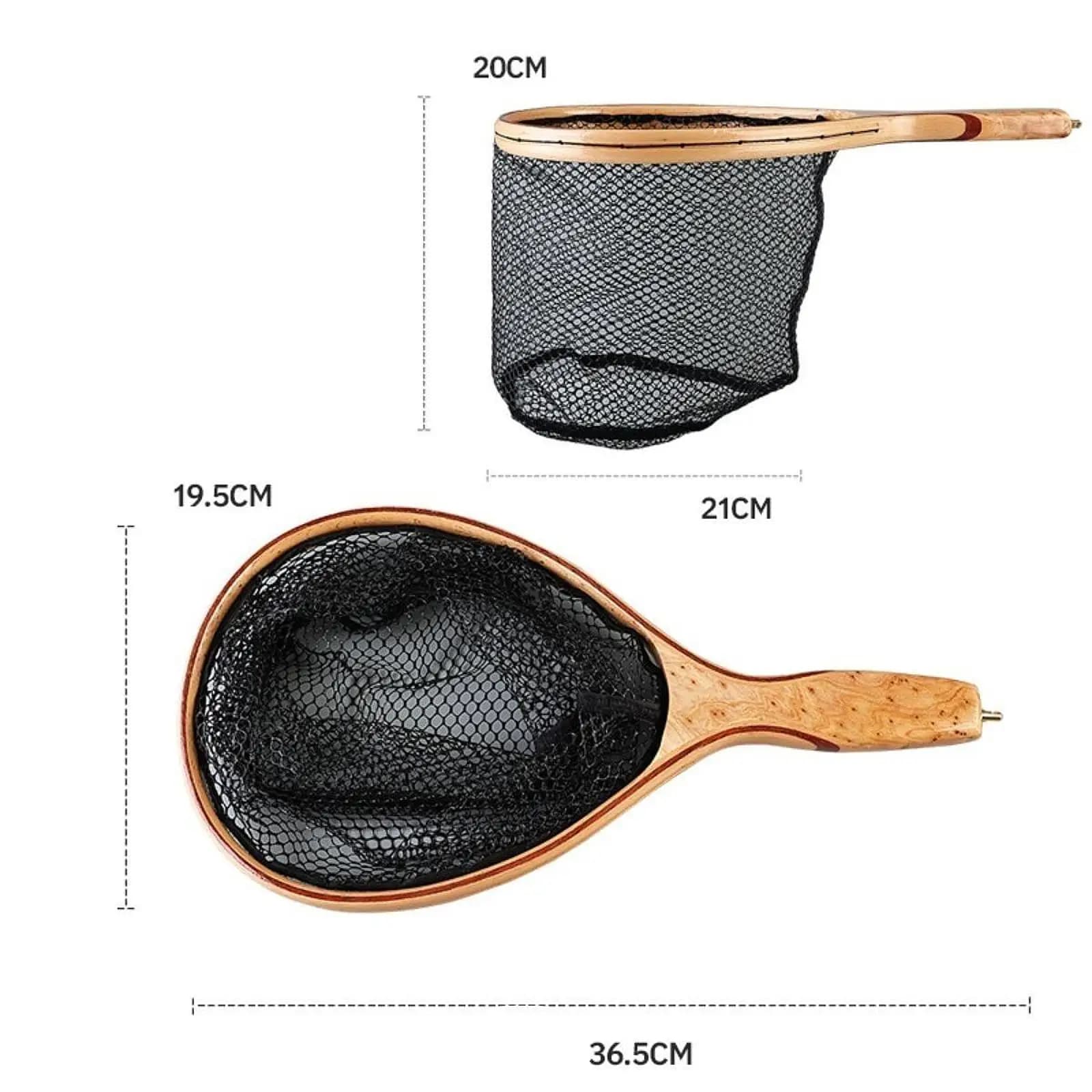 Guadino da Pesca Ergonomico e Leggero con Rete a Maglie e Manico in Legno per Acqua Dolce
