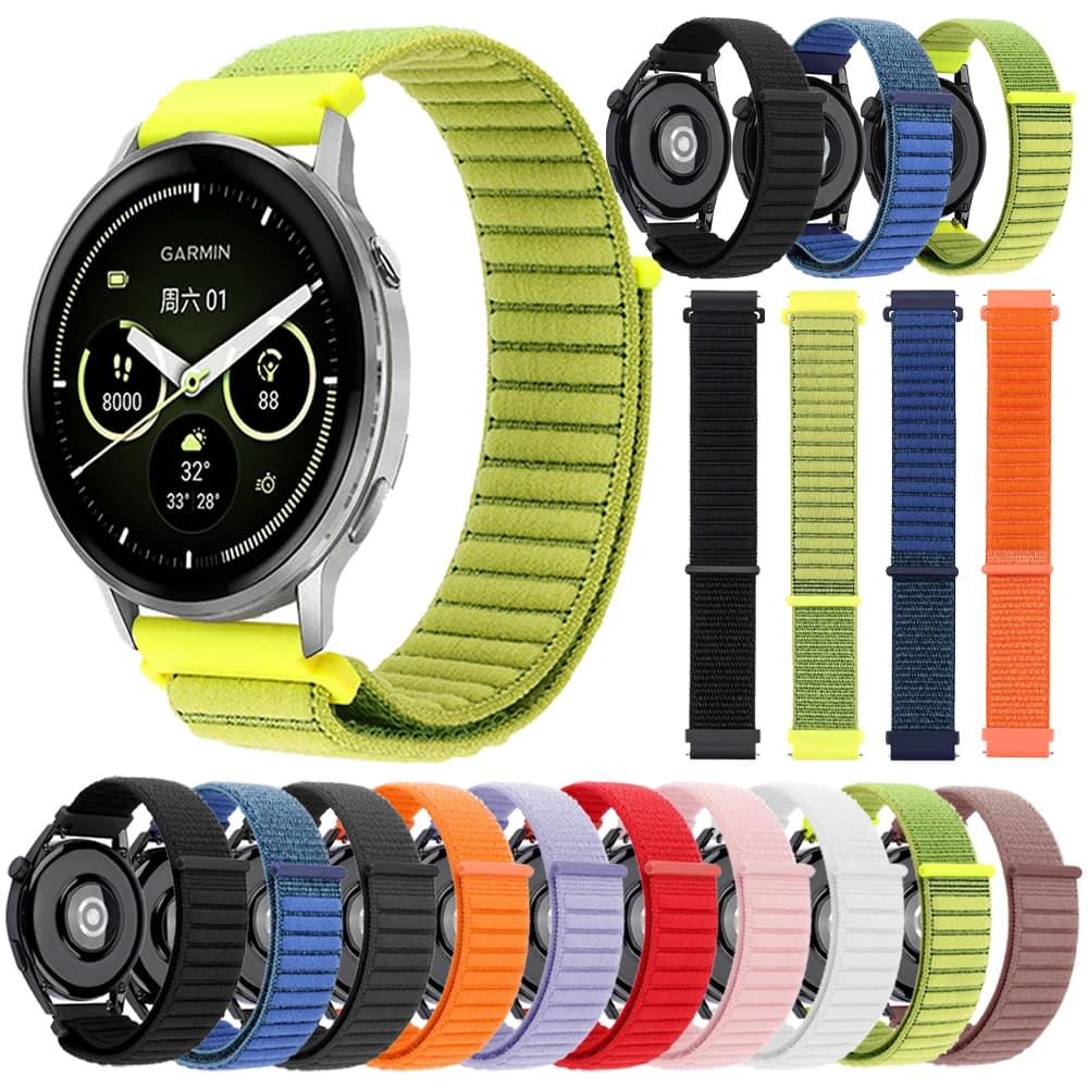 20mm 22mm cinturino sportivo in nylon per Garmin Venu 4 3 sq 2 cinturino per Garmin Vivoactive6 Forerunner 570 165 265 255 braccialetto da polso