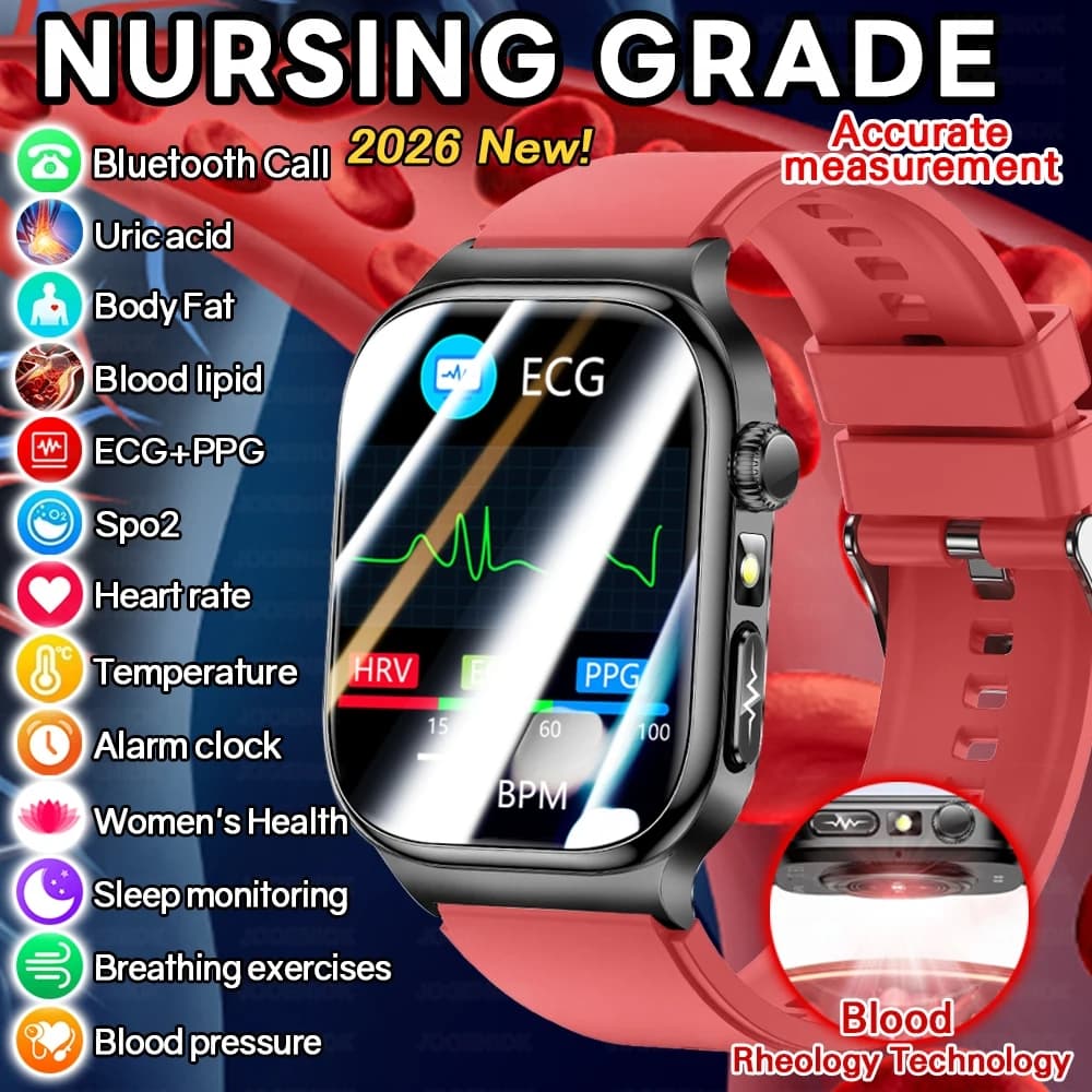 Smartwatch for Health 2026 Man Woman with BMI Analysis, Urico Acid, Lipids in Blood, Blood Pressure Monitoring, BT Calls, AMOLED Display
