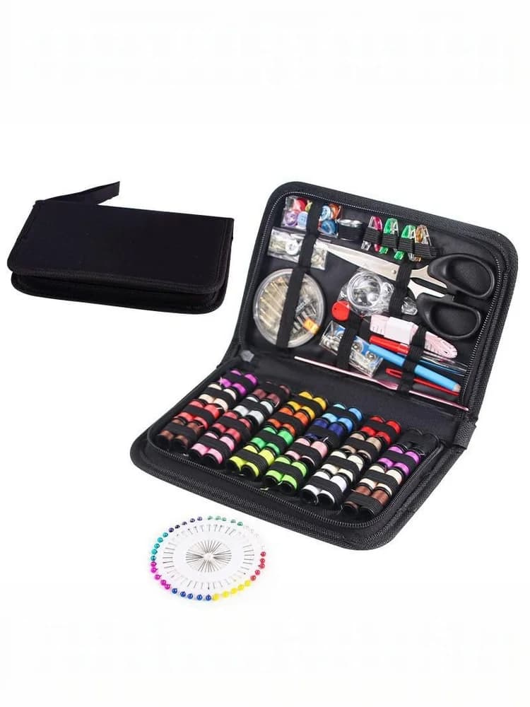 Kit da Cucito 86/172 Pezzi con Fili, Aghi, Forbici, Metro a Nastro, Bottoni, Borsa Portaoggetti, Scatola da Cucito Portatile da Viaggio