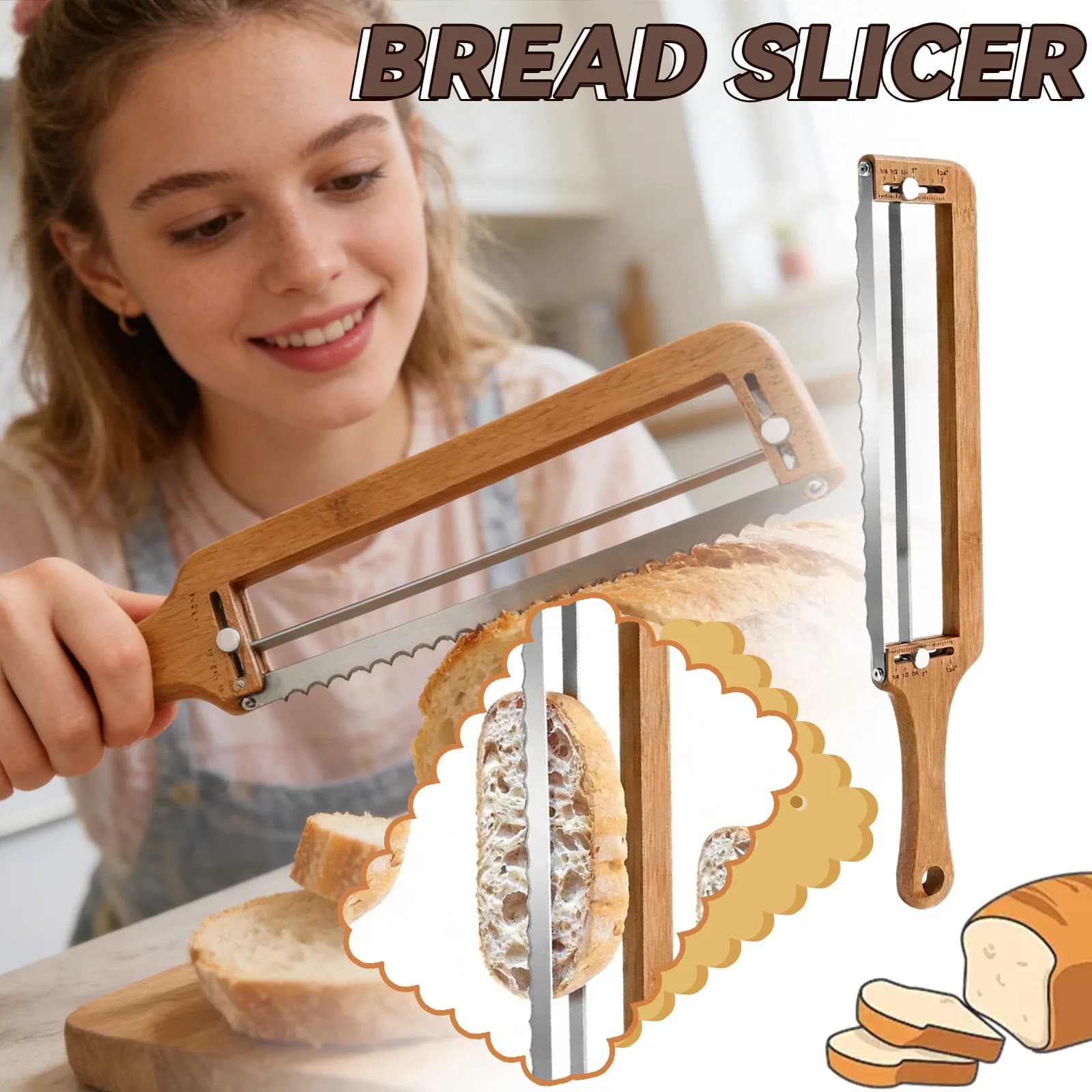 Adjustable Wood Bread Slicing Machine with Saw Blade, Cutting Guide, Kitchen Tools for Panification, Homemade Bread Accessories, Trend 2026