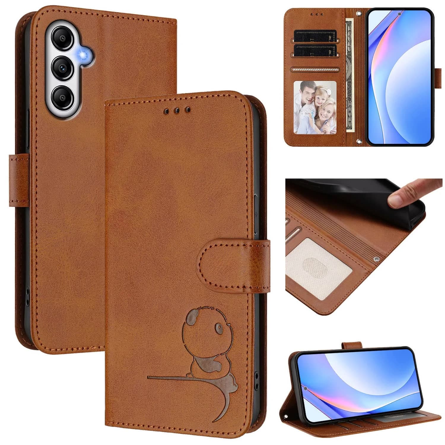 Custodia a Portafoglio WEFOR per Samsung Galaxy A36 A35 A32 A26 A25 A24 4G A23 A16 A15 A14 A13 A12 con Blocco RFID e Cover a Ribalta Porta Carte Panda