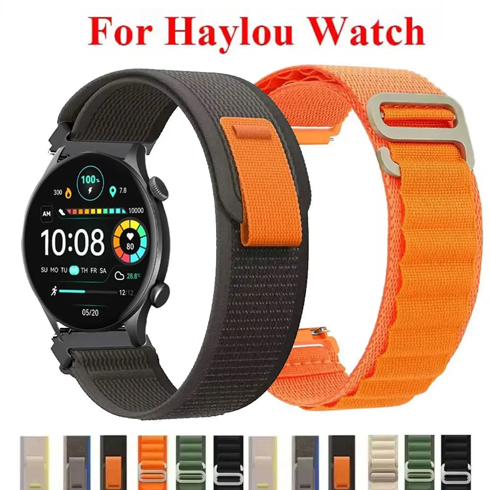 Cinturino in nylon da 22 mm per HAYLOU Solar Ultra Smartwatch Bracciale sportivo Correa per Haylou Solar Solar 5/Watch 4 4S/RS5 R8 S8 RT3