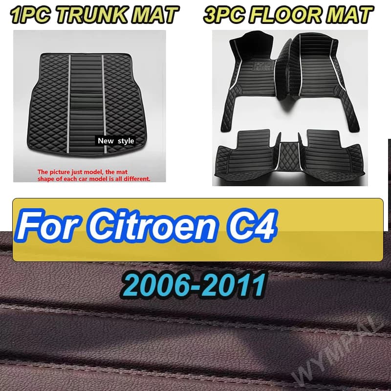 LUXURI Tappetini per auto per Citroen C4 (DUE PORTE) 2006 2007 2008 2009 2010 2011 Tappetini per auto personalizzati automobile