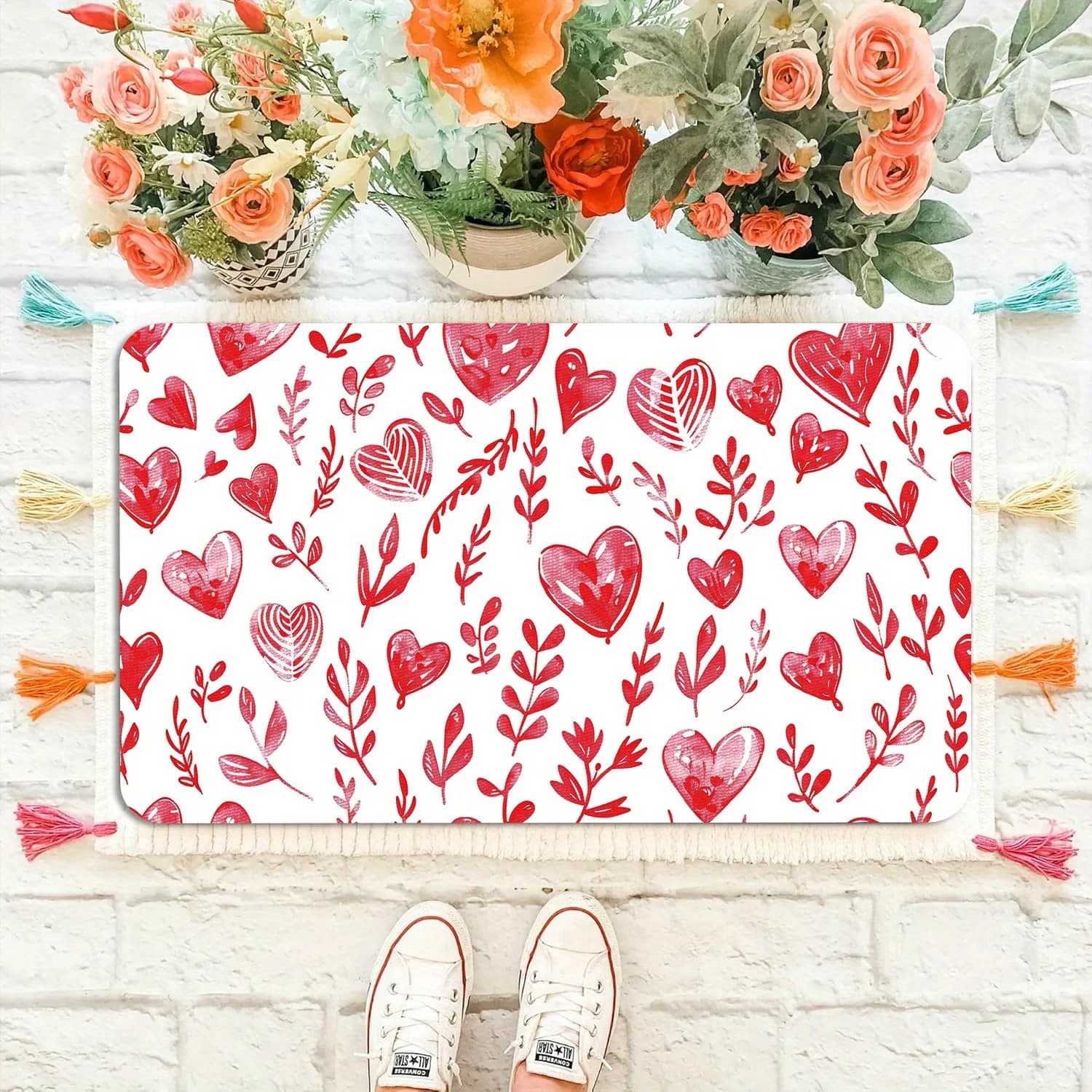 Zerbino a forma di cuore di San Valentino, realizzato in tessuto di poliestere lavabile in lavatrice, adatto per la decorazione della camera da letto e del soggiorno