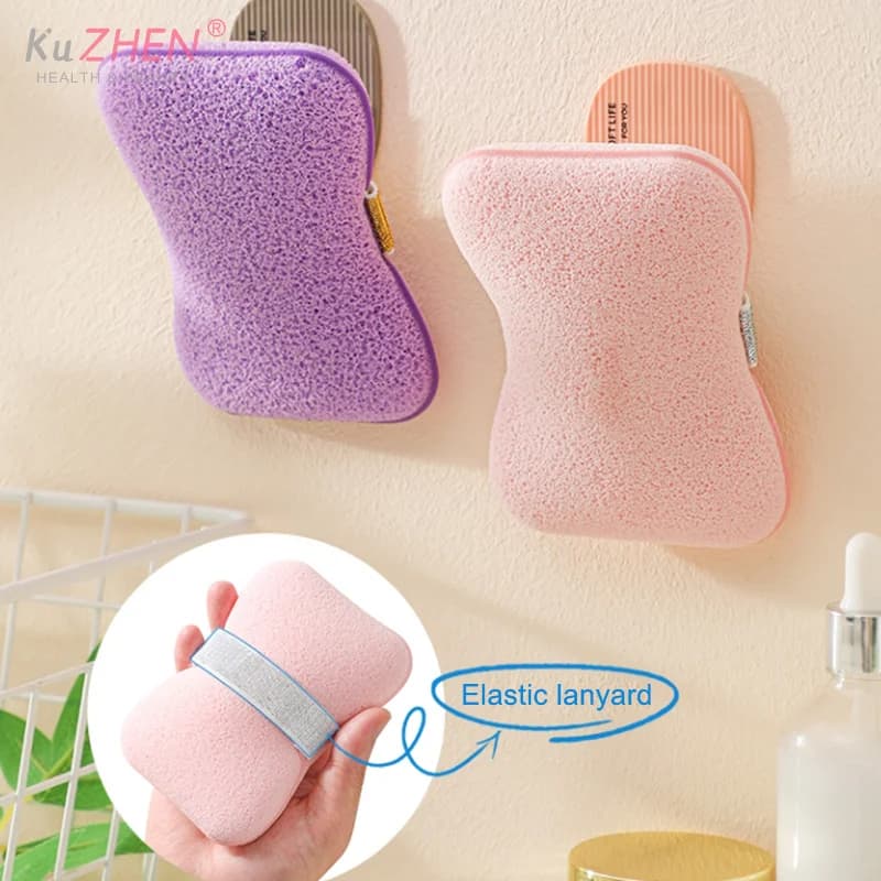 Spugna da bagno per il lavaggio del viso Borsa per sapone 2 in 1 Soffio morbido e pulito Dischetti esfolianti riutilizzabili per la pulizia quotidiana della pelle
