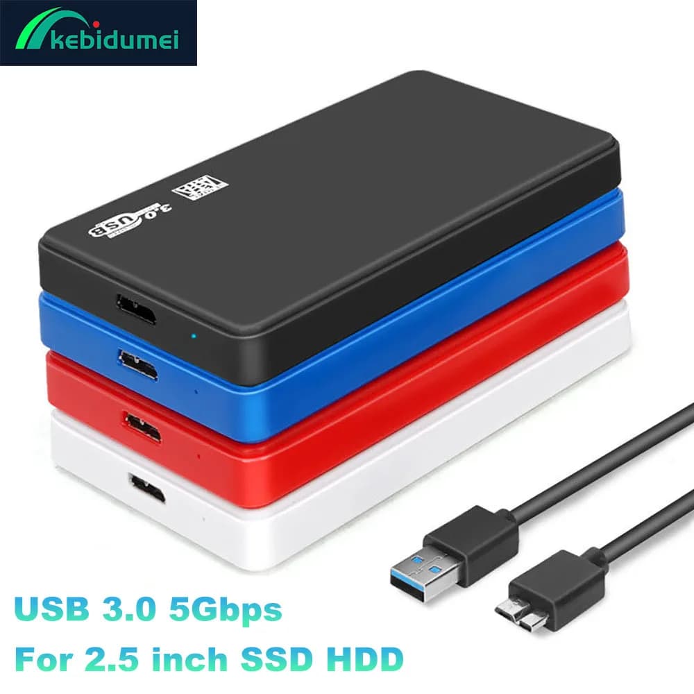 Custodia per disco rigido USB 3.0 Custodia per disco rigido SATA SSD da 2,5 pollici Velocità di trasferimento 5 Gbps Custodia esterna mobile Scatole per disco rigido per laptop