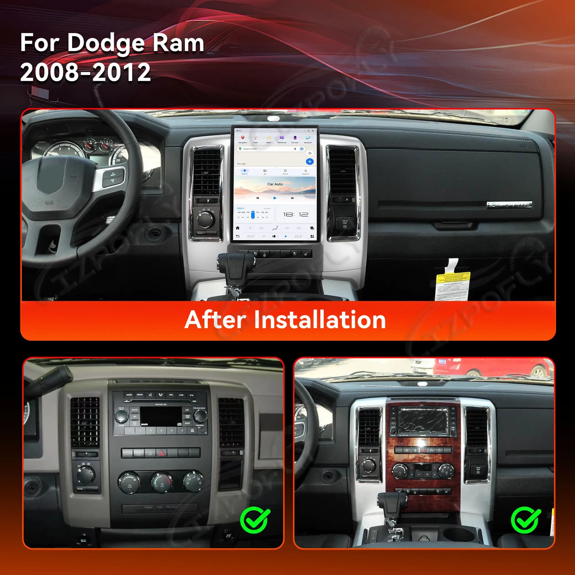 13.8 inch Qualcomm AI Display Android Auto Carplay For Dodge Ram 2008 2009 2010 2011 Car Radio Multimedia Player Navi Head Unit