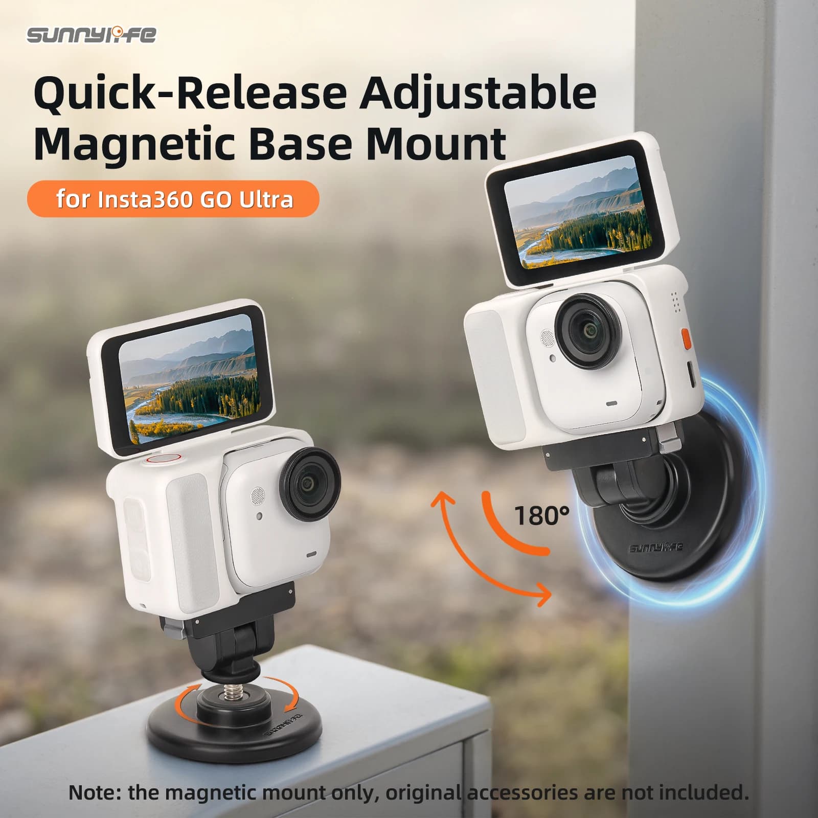 Magnetic adapter for camera accessories Insta360 GO Ultra / Quick release magnetic holder with adjustable base