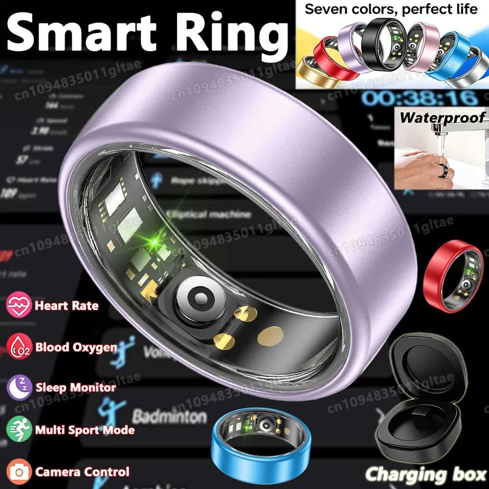 Multi-Color Ring R10 Smart Ring with Charging Case Heart Rate Blood Oxygen Sleep Monitoring 5ATM Waterproof Sport Mode Ring HT30