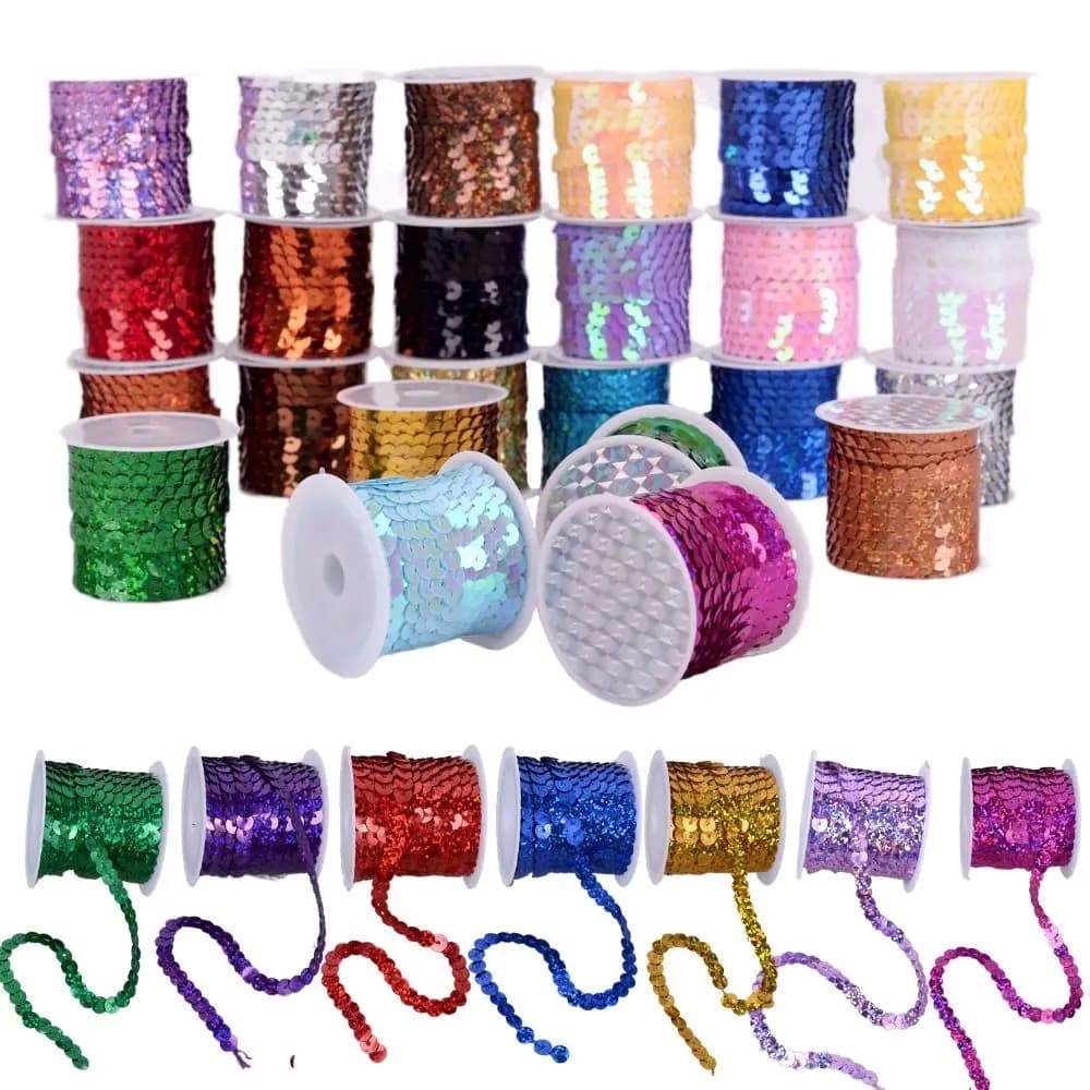 5M Sequins Trims Colorful 6mm Loose Paillettes Shiny Round Flat PVC Sequins Crafts Cloth Accessory/Bags/Garment