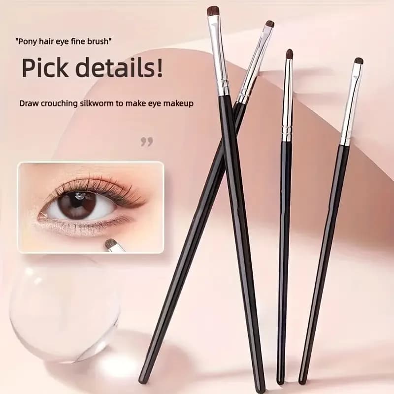 Set of four pieces of eyeliner brushes and brushes for fine eyes, umbrella brush for portable drooping, Korean silk kiss makeup lying