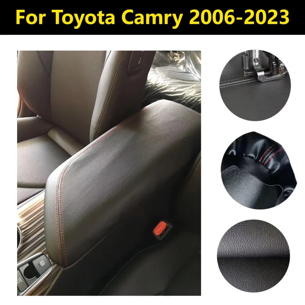 Car Armrest Covers Fit For Toyota Camry 2006-2023 Faux leather Breathable Comfortable Auto Accessories