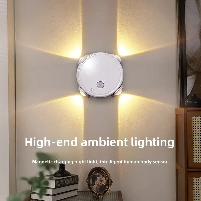 Luce notturna intelligente con sensore di movimento, senza fili, magnetica, da attaccare, per corridoio, camera da letto, ufficio, risparmio energetico, accensione/spegnimento automatico, senza cablaggio