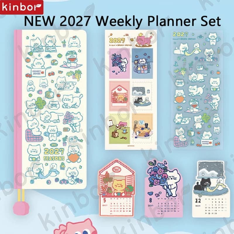 Kinbor 2027 Weeks Planner Notebook,52gsm Tomoe River Paper 120 Sheets Ultra-Thin&Smooth Agenda,Ideal For Fountain Pen,Brush Pens