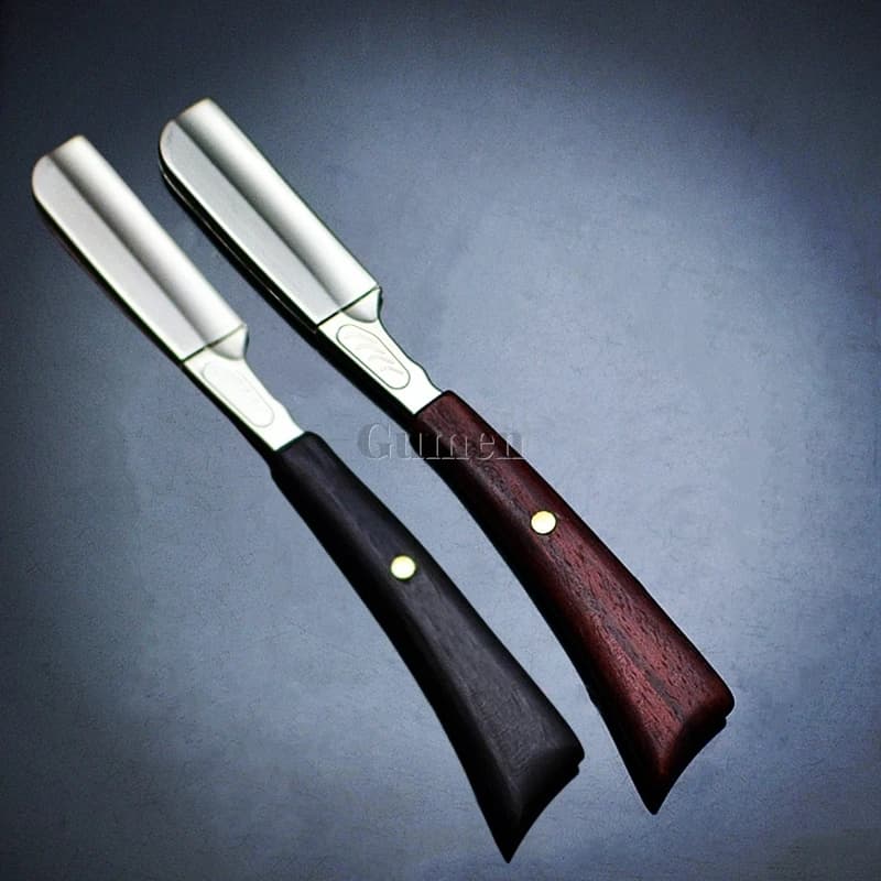 Barbiere japanese Razor Handbag Straight Razor Sandalwood Handle Straight Barba Man Trimmer Safety Blade Replaceable