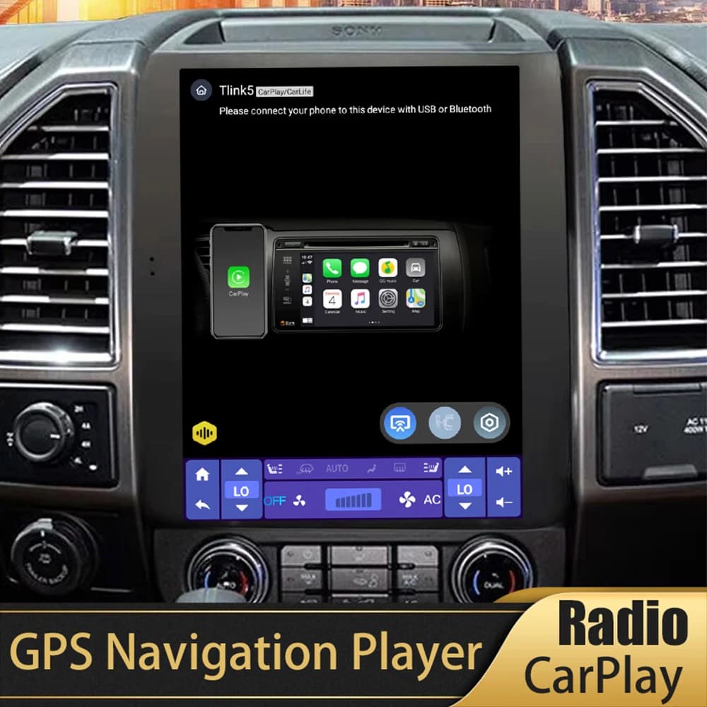 Autoradio Multimediale Android 14 from 12.1 Inches for Ford F150 F250 F350 F550, GPS navigator, Video Style Tesla, BT, WIFI, Radio Stereo