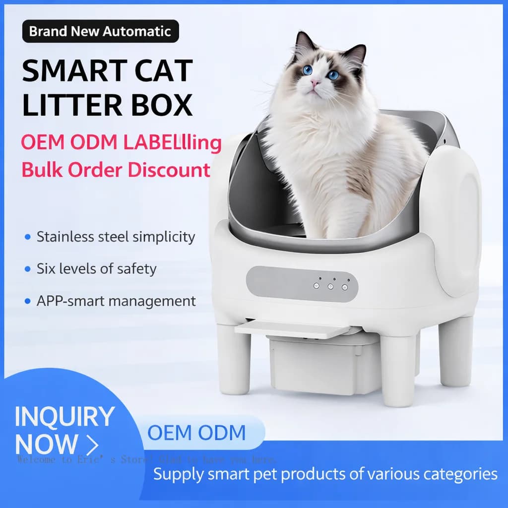 OEM Automatic Self-cleaning Stainless Steel Open-type APP Remote Control Large cat Toilet cat Litter Box