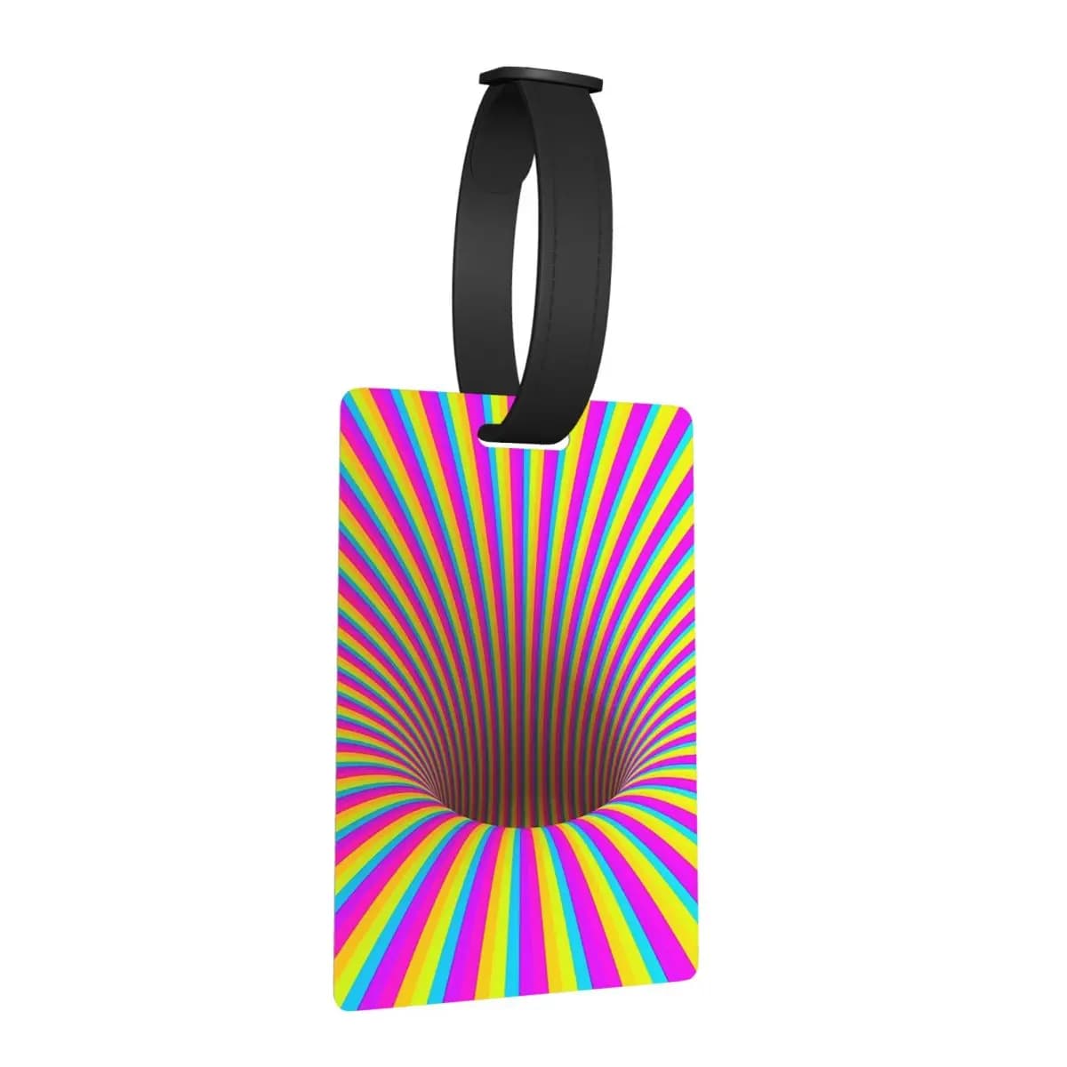 Etichette per Bagagli con Illusione Geometrica 3D a Vortice, Porta Etichette per Valigie da Viaggio con Spazio per Nome e Indirizzo