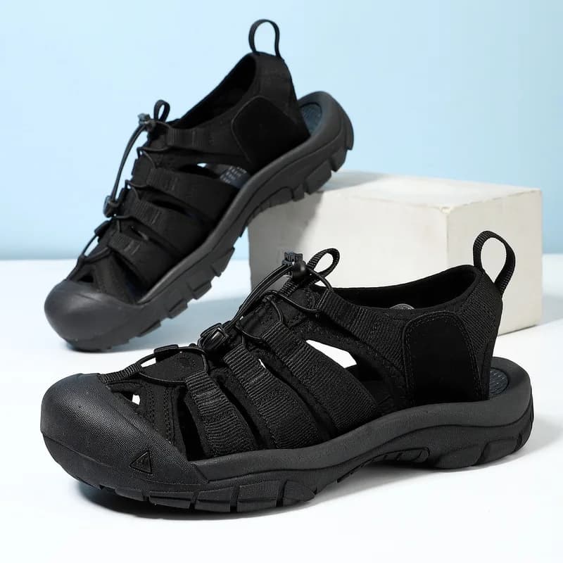 Hot Sale Male Thick Platform Closed Toe Water Sandals Breathable Anti Slip Summer Beach Outdoor Hiking Large Size Casual Shoes