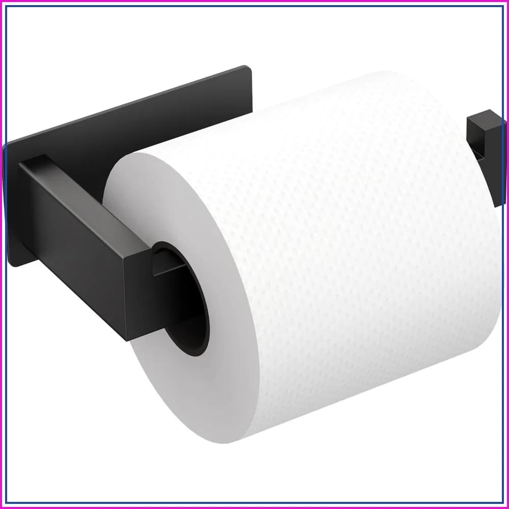 No Drilling Toilet Paper Holder Wall Mount, Premium SUS304 Stainless Steel Rustproof, 11LB Capacity, Easy Peel & Stick, Matte Black