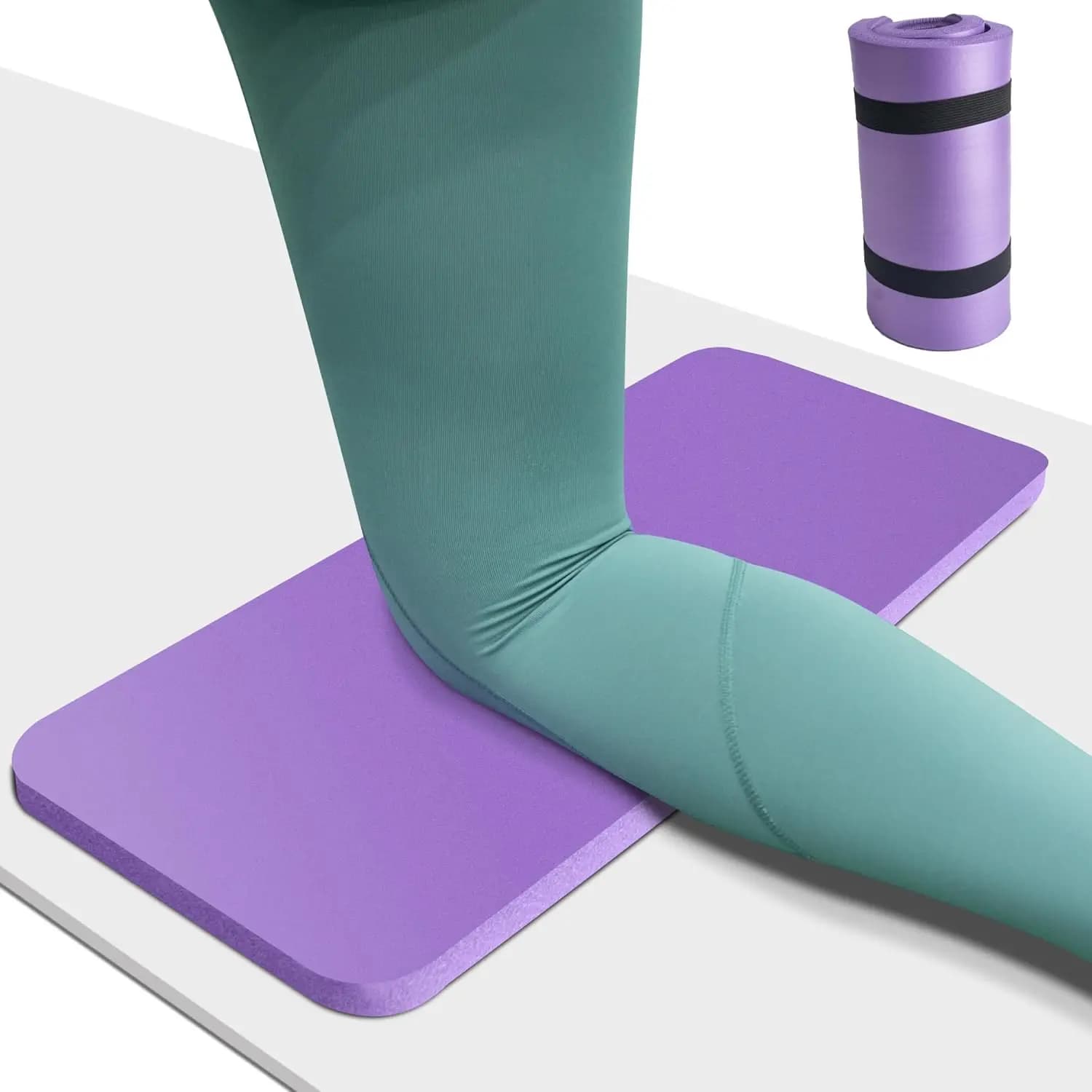 Cuscino per ginocchia da yoga spesso 20 mm con cinturino per alleviare il dolore, tappetino per palestra domestica 24x10 pollici