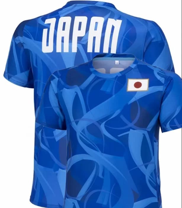 Maglia Sportiva 2026 Giappone con Motivo Onda Blu, Ispirata alla Squadra Nazionale, Traspirante per Allenamento Calcio e Pallavolo
