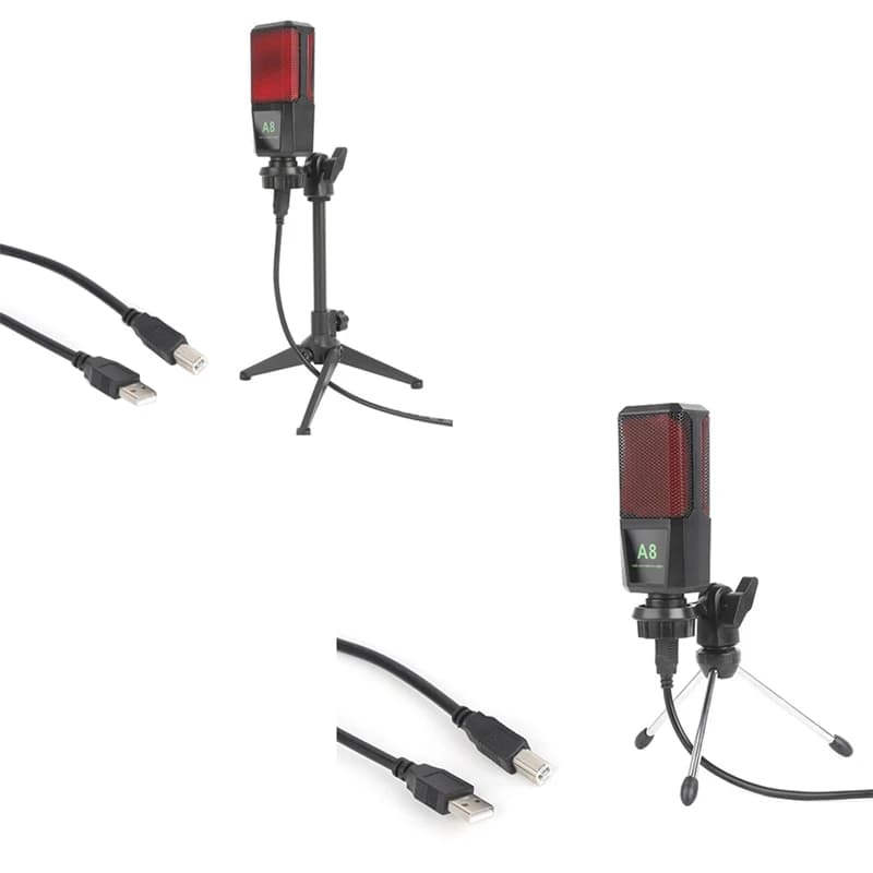 【NUOVO】 Microfoni da studio per podcast audio con microfono a condensatore USB A8 con stent per PC per computer PC