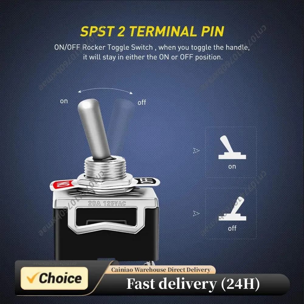 Car Boat Rocker Toggle Switch 2Pin Metal Boot SPST Rocker Switch Waterproof Boot Cap Cover SPST ON/Off Switch for Car RV Marine
