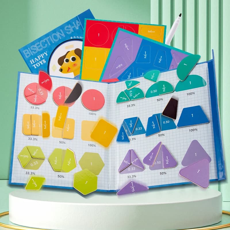 Cerchi e piastrelle per frazioni magnetiche Giocattolo educativo per bambini con divisorio magnetico interattivo a forma geometrica per genitori e figli
