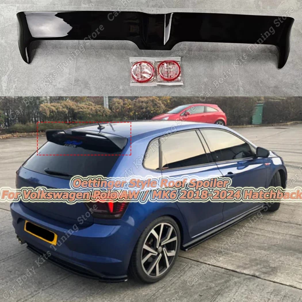 Per Volkswagen Polo AW / MK6 2018-2024 Hatchback Auto Splitter Posteriore Stile Oettinger Spoiler Decorazione Gloss Nero di Plastica