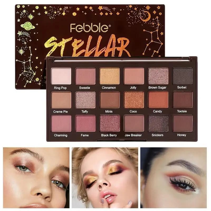 Palettes of shadows 18 colors Palettes of opaque and glittering shadows long-lasting Palettes of naked shades with high pigment