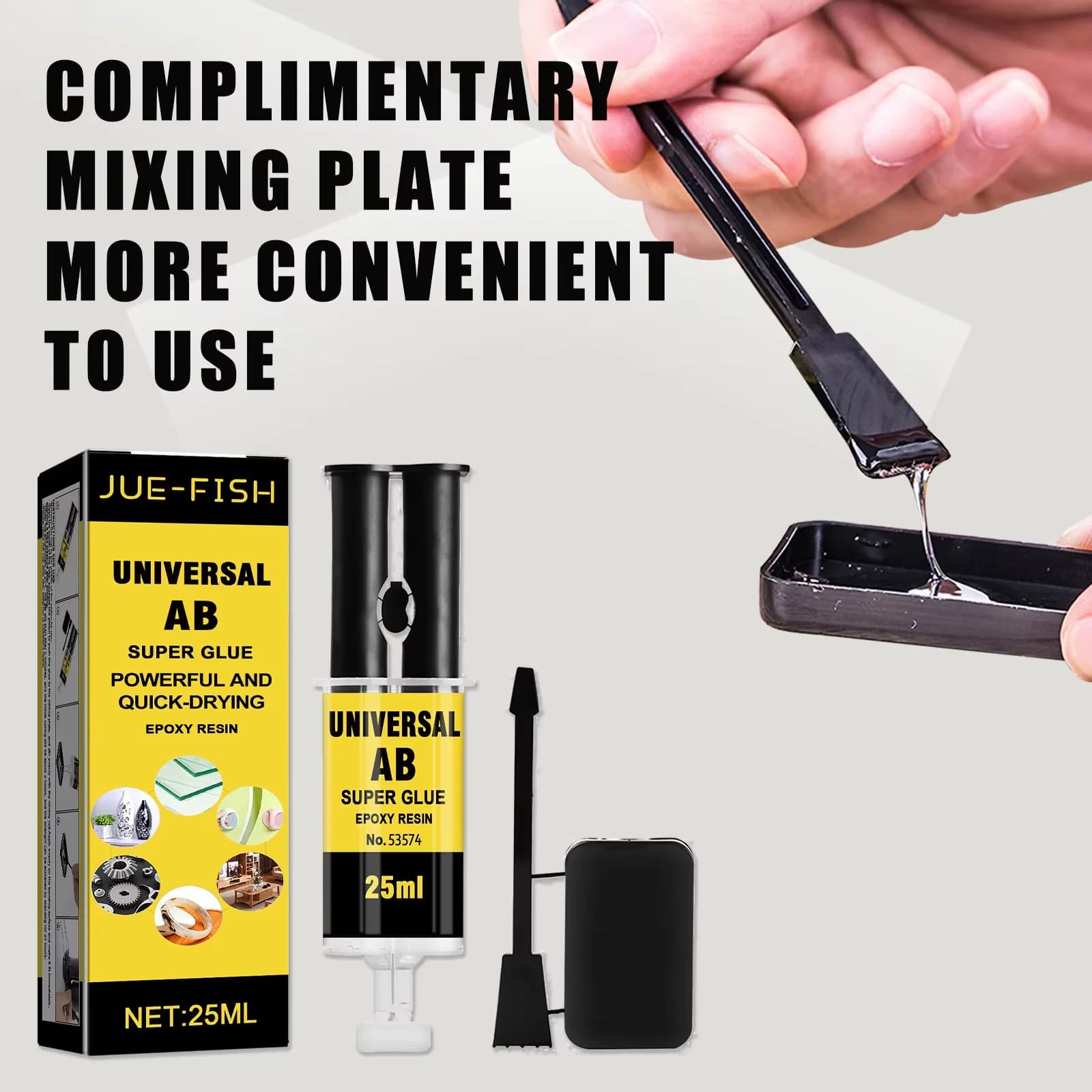 Adesivo epossidico AB da 25 ml, colla per riparazioni multiuso resistente all'acqua e alle alte temperature, per saldatura di legno, plastica e metallo