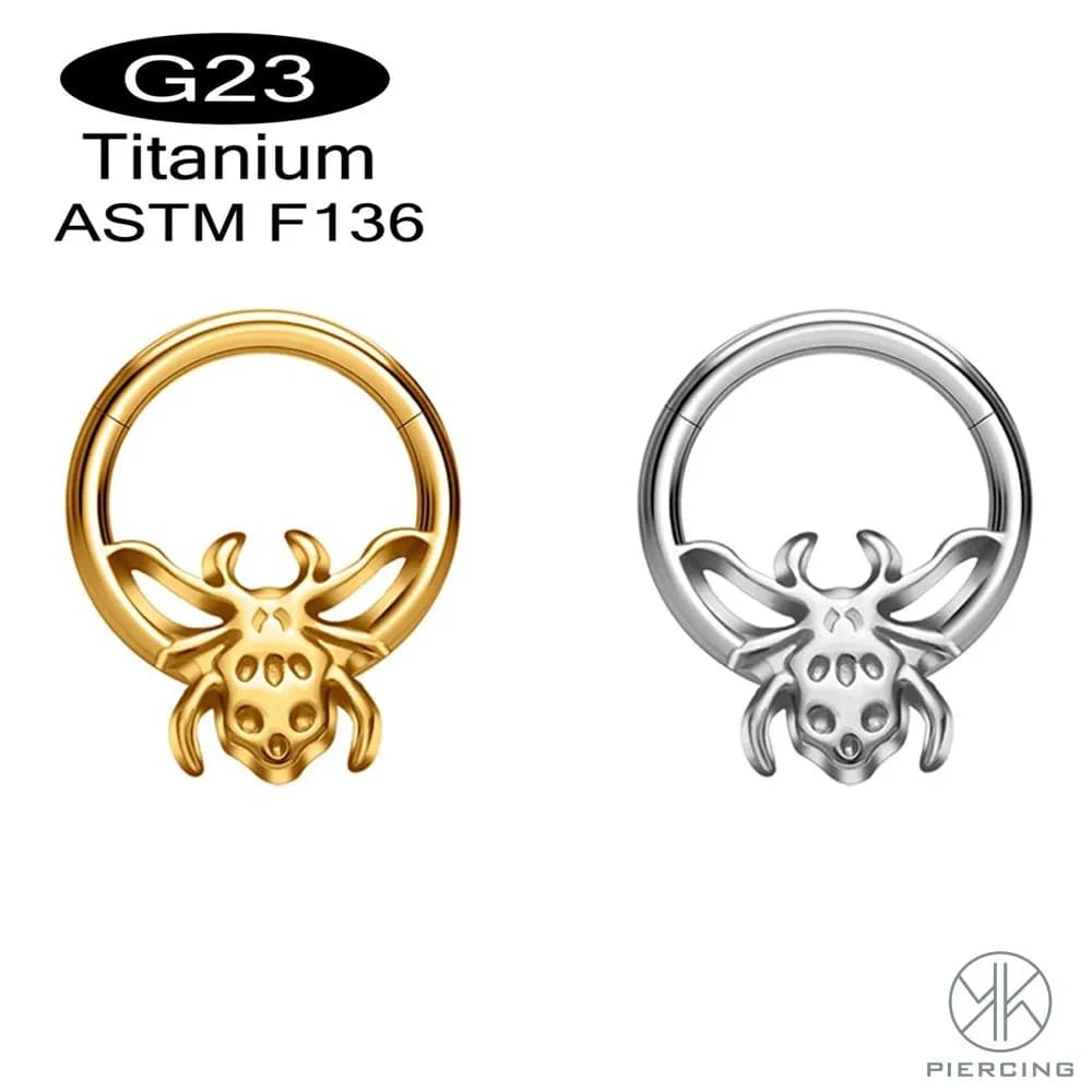 G23 Titanium Spider Clicker Septum Ring Hoop Piercing Nose Rings 16G Punk Gothic Round Cartilage Tragus Earring Body Jewelry