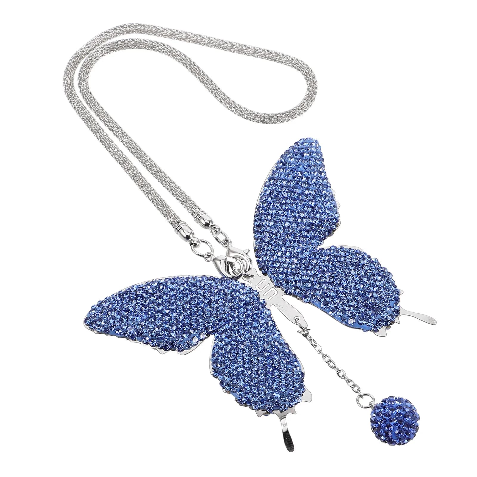 Ciondolo a Forma di Farfalla per Specchietto Retrovisore Auto, in Acciaio Inox e Argilla Polimerica con Strass, Decorazione Auto Carina e Kawaii