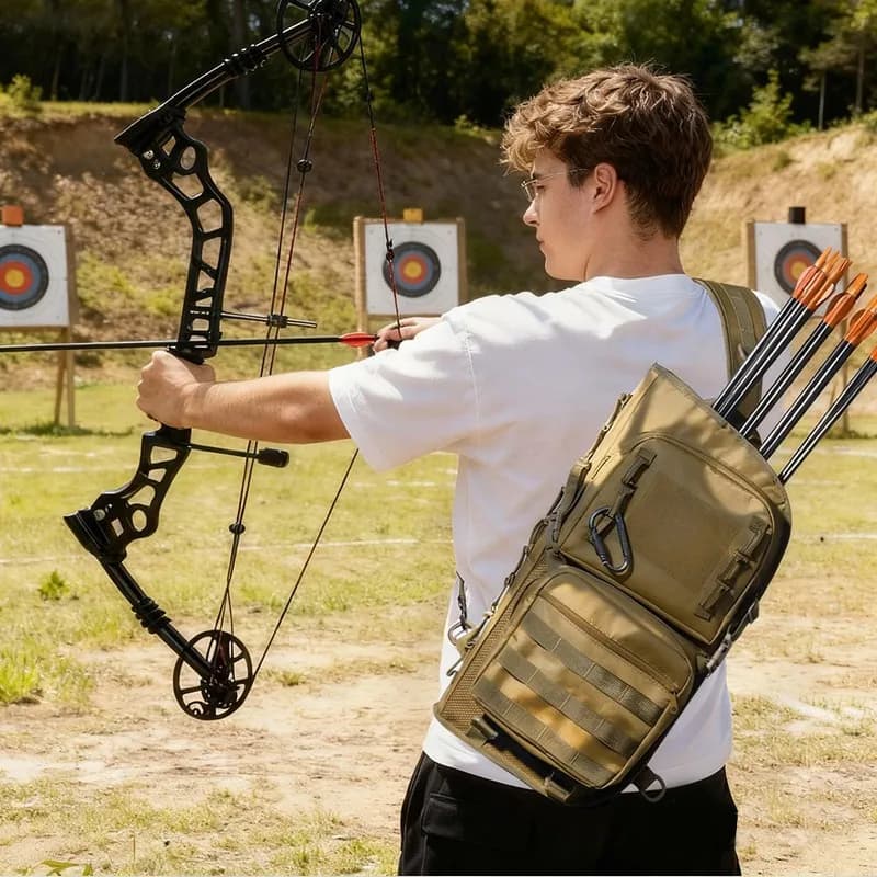 Expanded Archery Lightweight Back Arrow Quiver Molle System Arrows Bag with Pocekt Hanged for Target Shooting Hunting