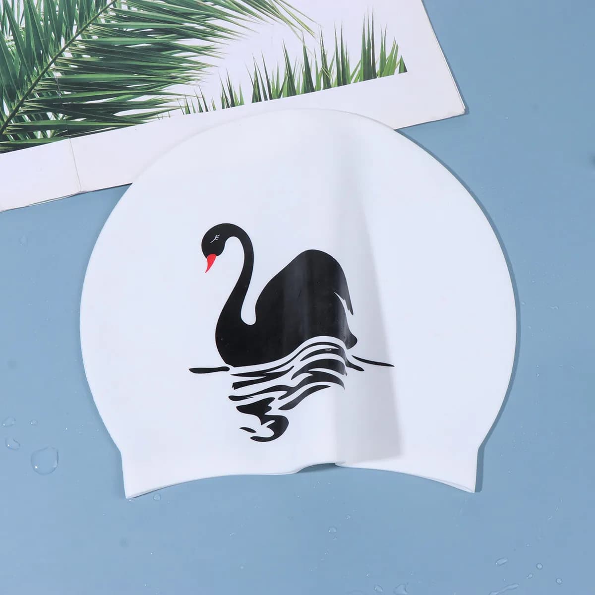 Cuffia da Nuoto in Silicone Impermeabile con Motivo Cigno, Leggera ed Elastica, per Piscina, Protezione Capelli Lunghi Donna