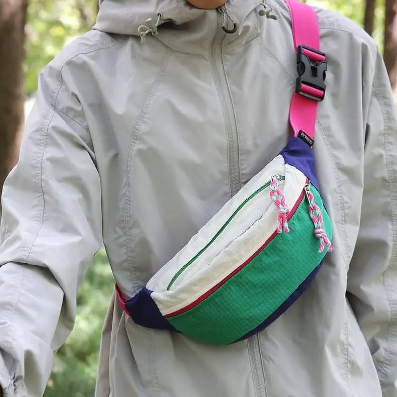 Women Colorblock Nylon Waist Bag Crossbody Chest Pack Outdoor Sport Running Fanny Pack Casual Travel Belt Bag With Adjustable