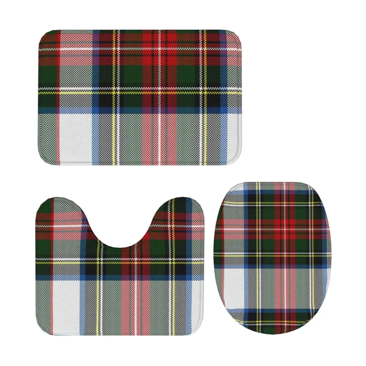 Clan Stewart Dress Tartan Plaid Pattern 3 pezzi Tappetino da bagno Set da bagno Copriwater Decorazioni per la casa Tappeto antiscivolo Tappeto da pavimento