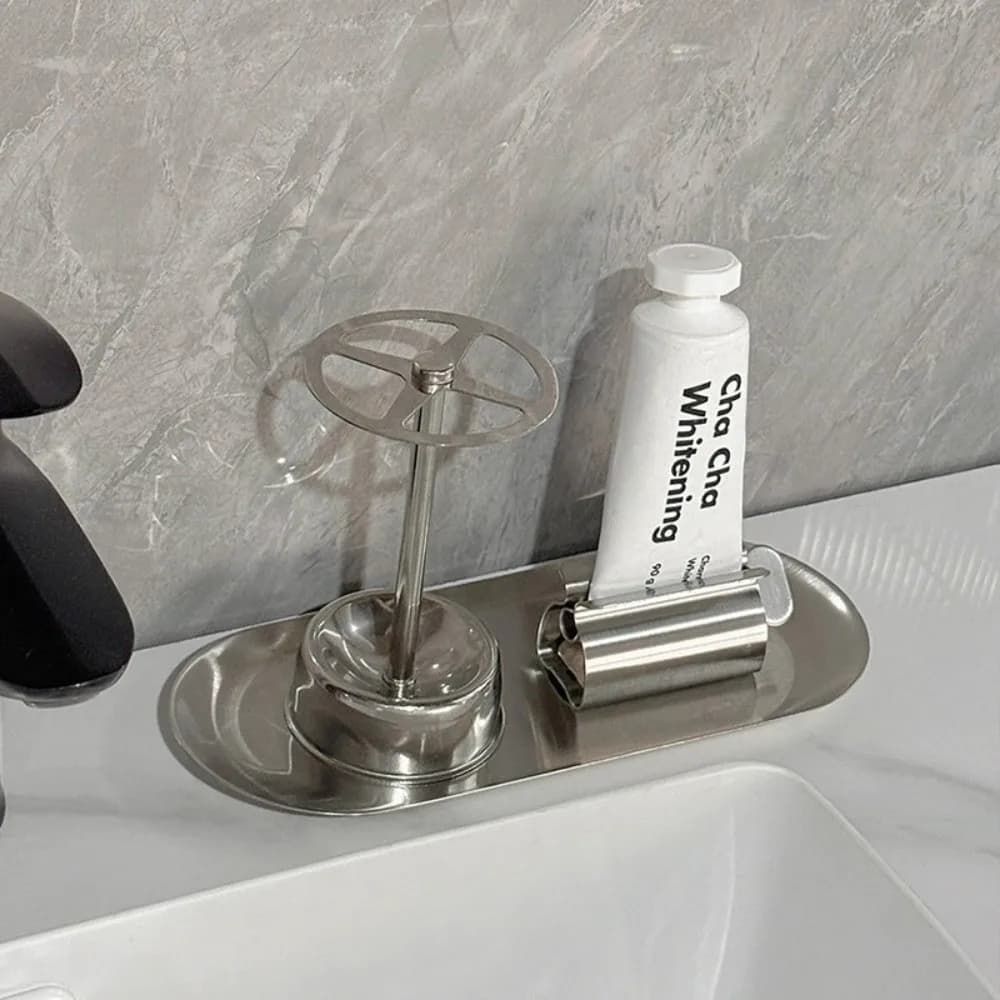 3pcs/Set Stainless Steel Toothbrush Holder Rustproof Multi-Functional Bathroom Storage Shelf Space Saving Toothbrush Shelf