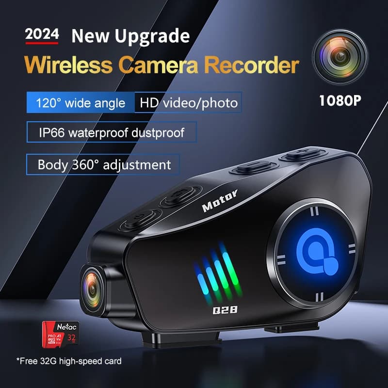 Q28 casco Moto auricolare 1080P Video Dashcam registratore Moto Wireless Moto impermeabile vivavoce chiamata cuffie