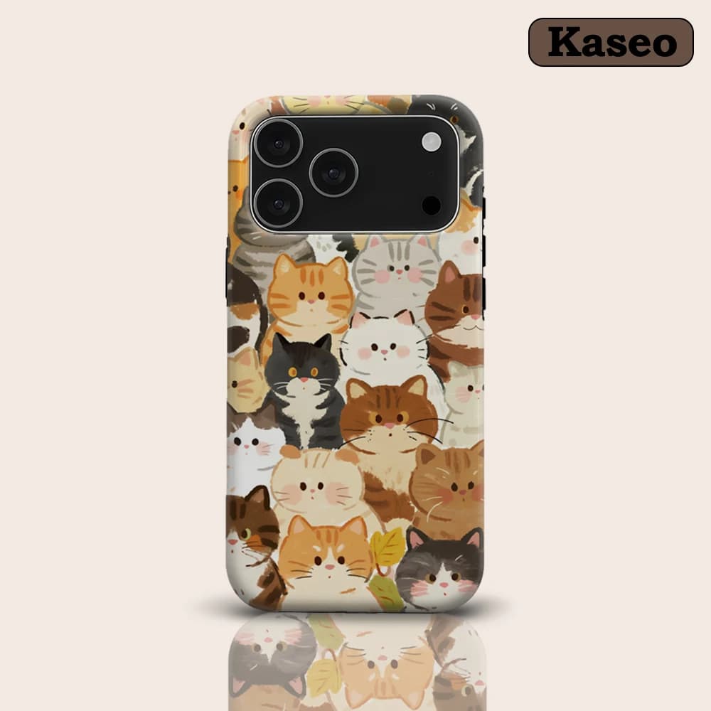 Autumn Cat Crowd Whimsical for Magnetic Phone Case for IPhone 17 16 15 14 13 Pro Max Plus Single Double-layer Tough Case