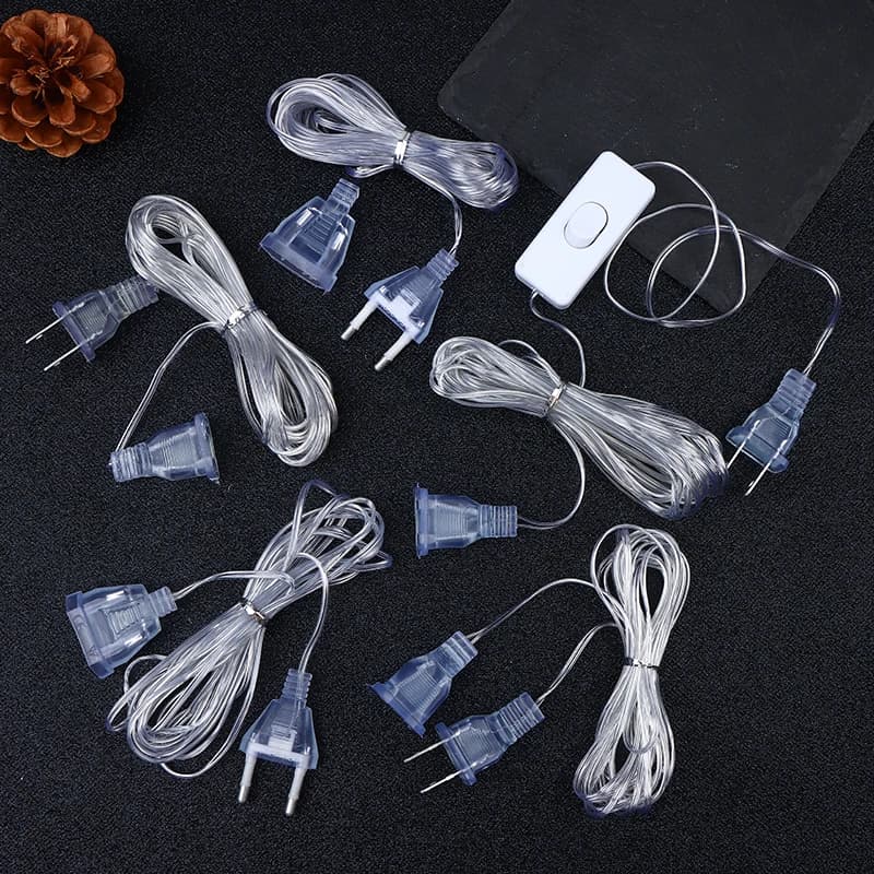 3M/5M EU US Plug Extender Wire Light String Extension Cable Standard Power Extension Cord For Christmas LED String Light