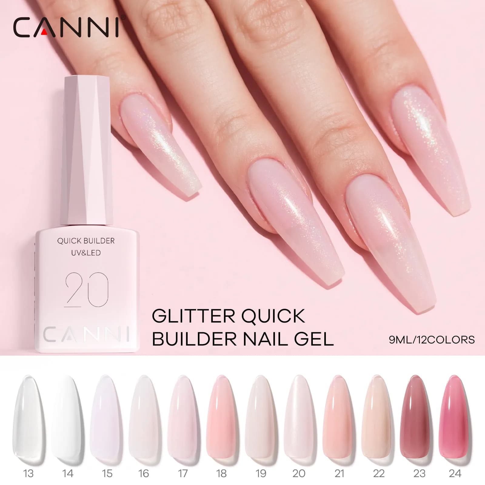 CANNI Gel da costruzione UV Gel per unghie Fast Builder in bottiglia HEMA TPO FREE Jelly Pink Colore nudo Semipermanente Soak off Gel UV LED