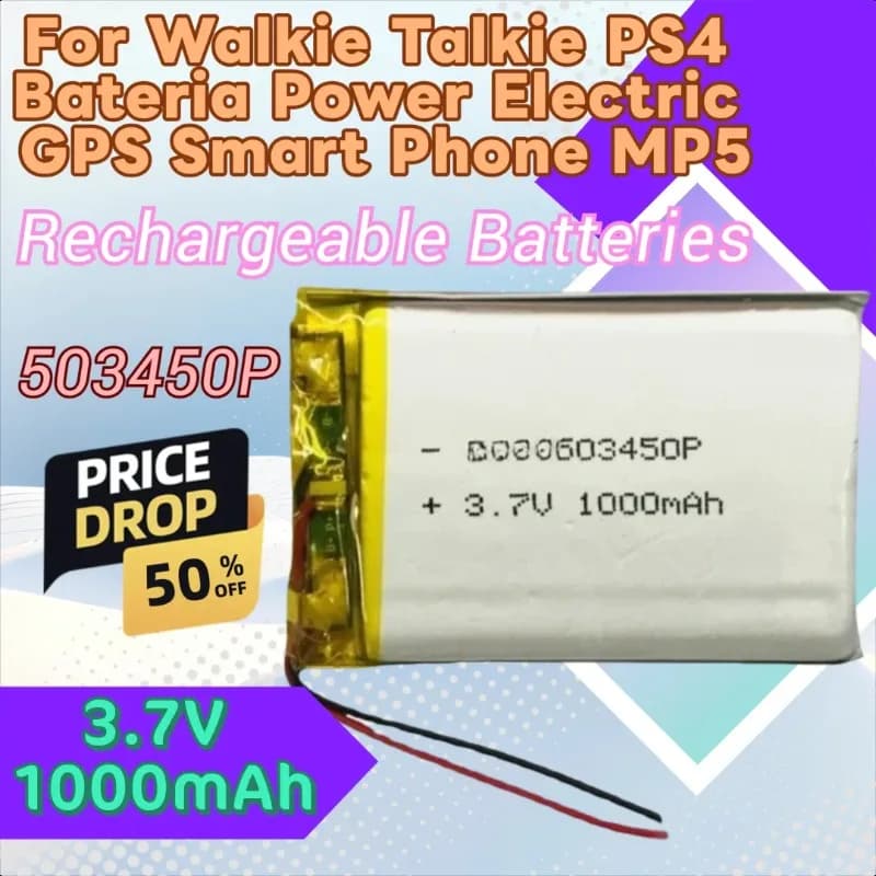 503450 3.7V 1000mAh Batteria ricaricabile ai polimeri di litio per Walkie Talkie PS4 Bateria Power GPS elettrico Smart Phone MP5