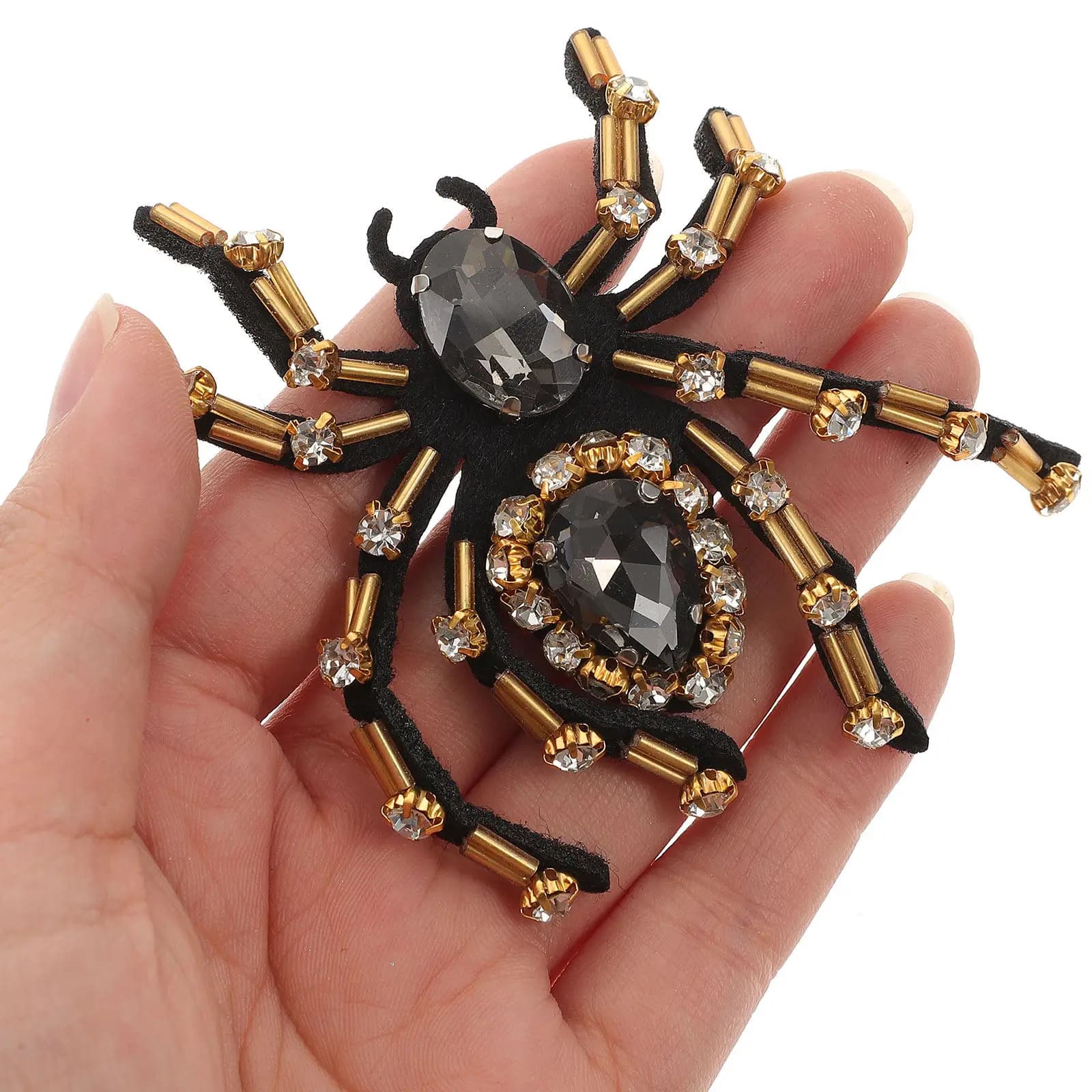 Patch Decorativa Fai-da-Te a Forma di Ragno con Strass, Termoadesiva per Giacche, Cappotti, Zaini, Borse, Scarpe, Cappelli, Accessorio per Riparazione e Decorazione